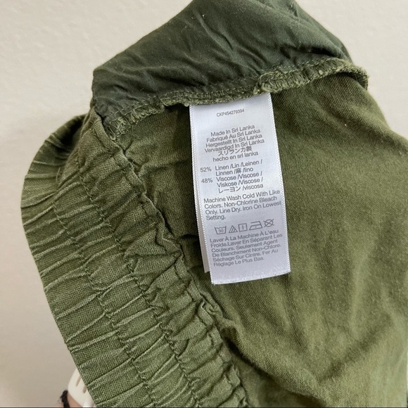 Madewell Tapered Huston Cargo Pull-On Crop Pants Linen Blend Green Medium - Picture 10 of 12